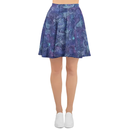 Blue Hour Waves on a Skater Skirt