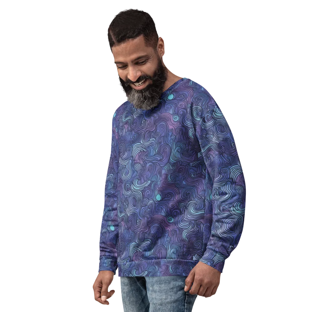Blue Hour Waves on Sweatshirt — Left Front