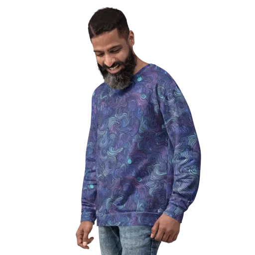 Blue Hour Waves on a Sweatshirt