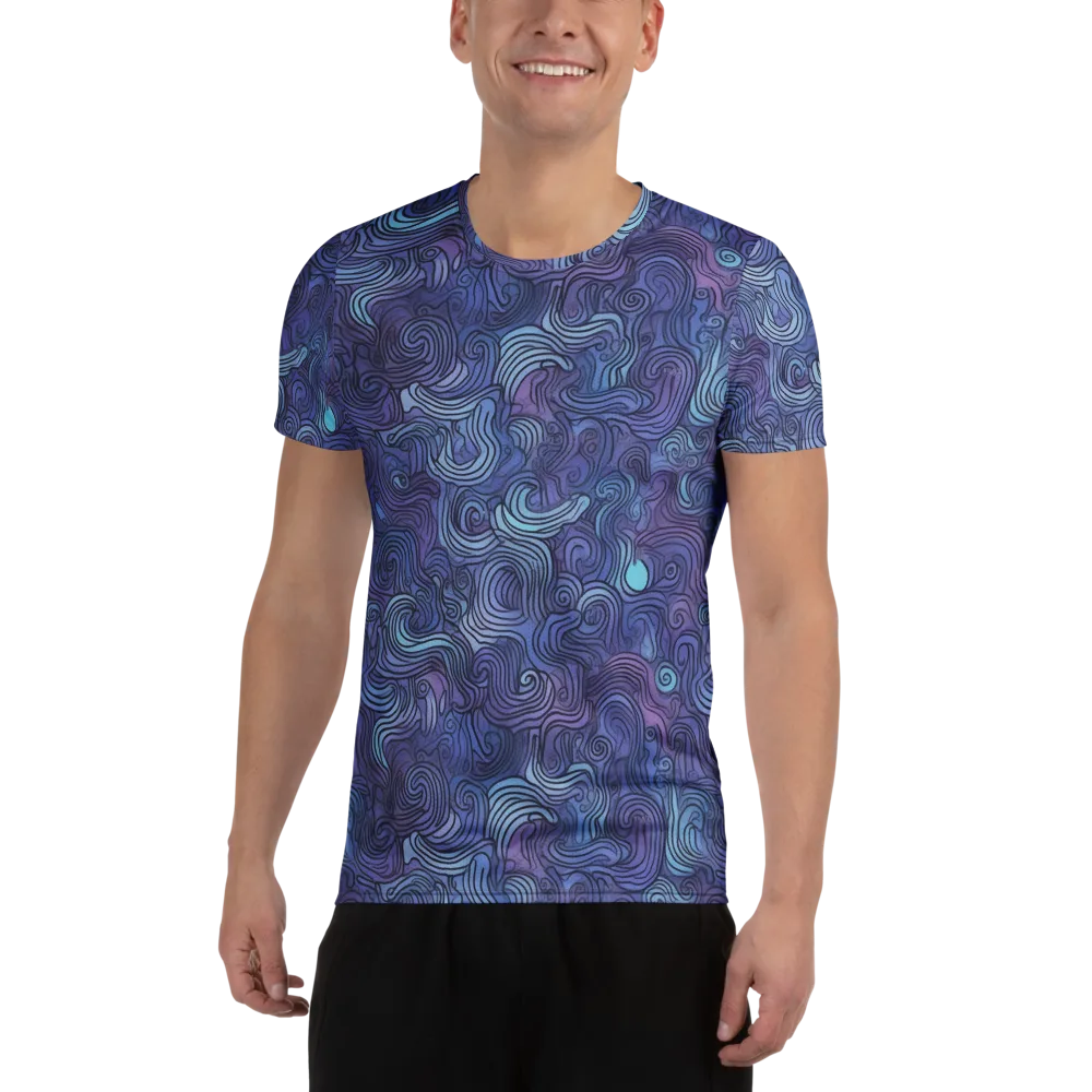 Blue Hour Waves on Men's Athletic T-Shirt — Front