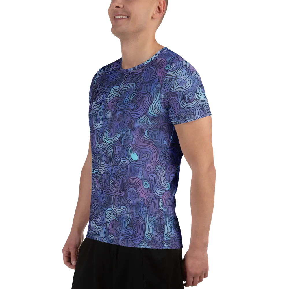 Blue Hour Waves on Men's Athletic T-Shirt — Left