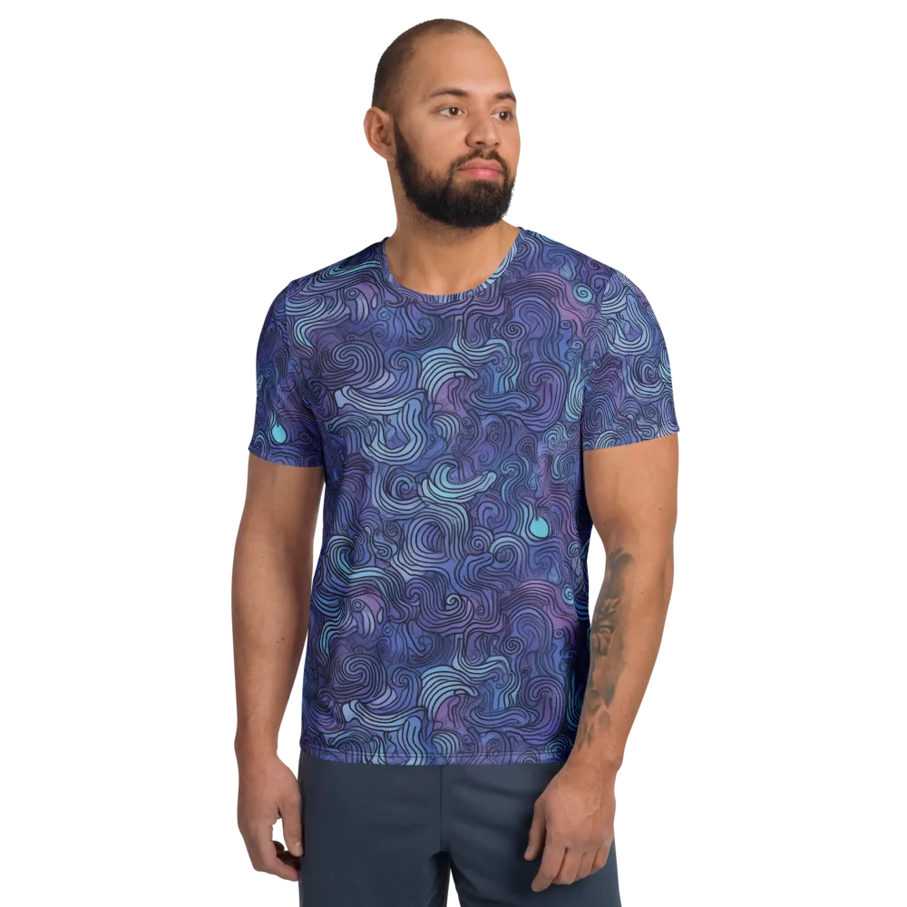 Blue Hour Waves on Men's Athletic T-Shirt — Front