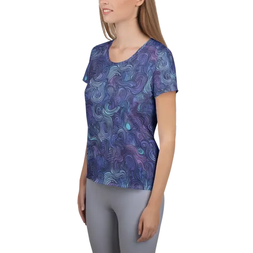 Blue Hour Waves on a Women's Athletic T-Shirt