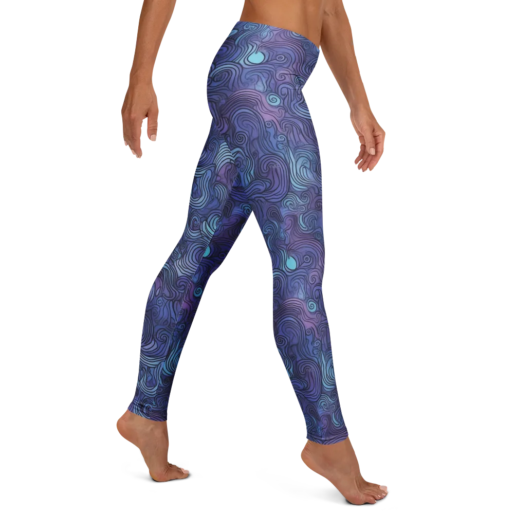 Blue Hour Waves on Leggings — Right