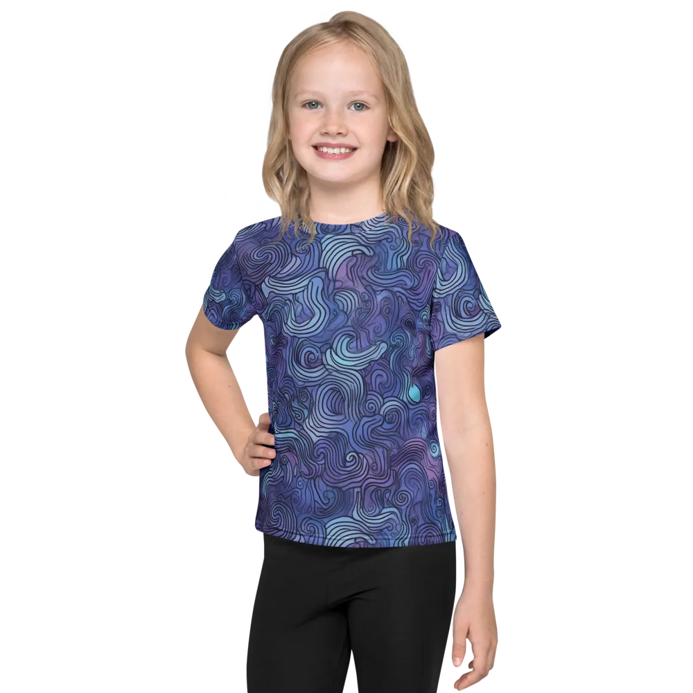 Blue Hour Waves on Kids Crew Neck T-Shirt — Front
