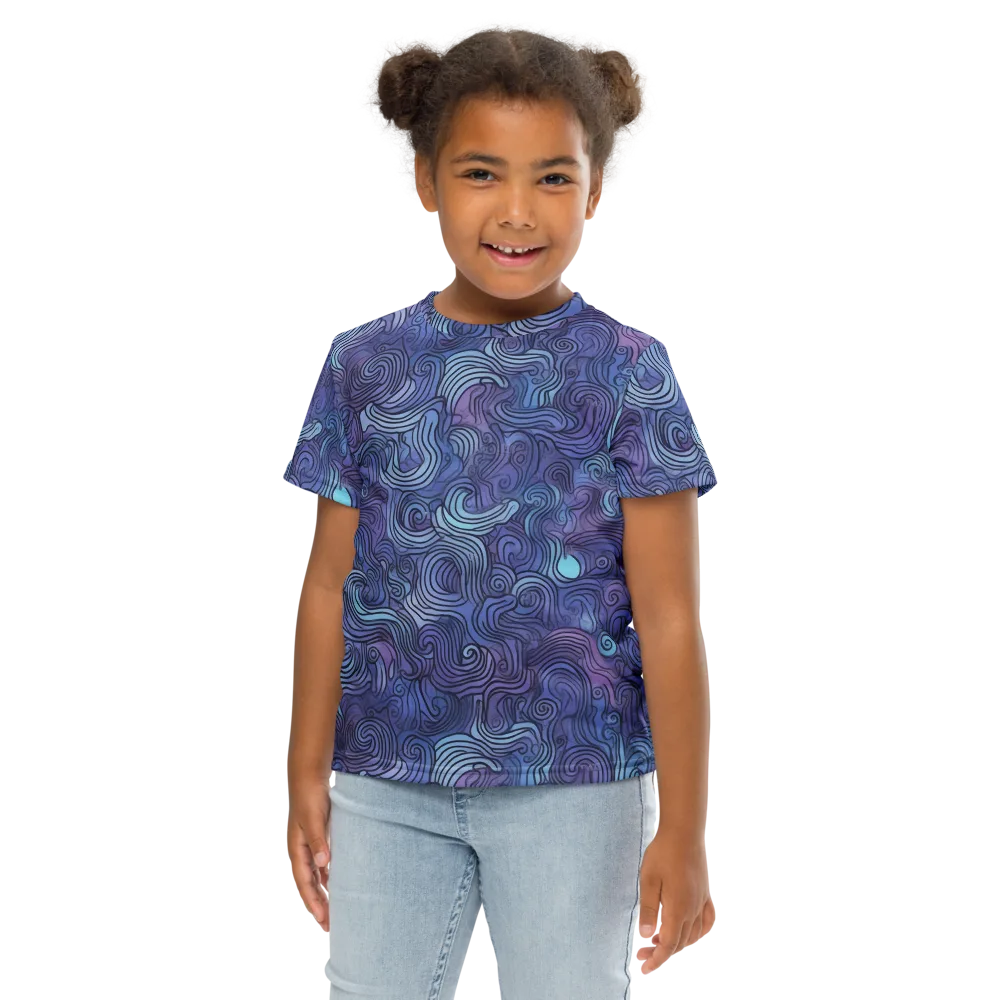 Blue Hour Waves on Kids Crew Neck T-Shirt — Front