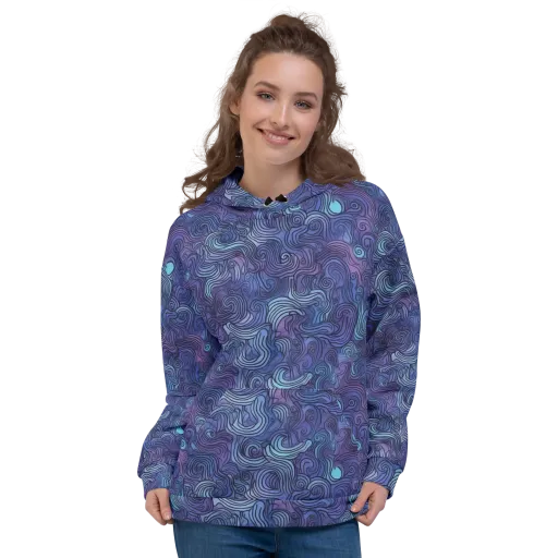 Blue Hour Waves on a Hoodie