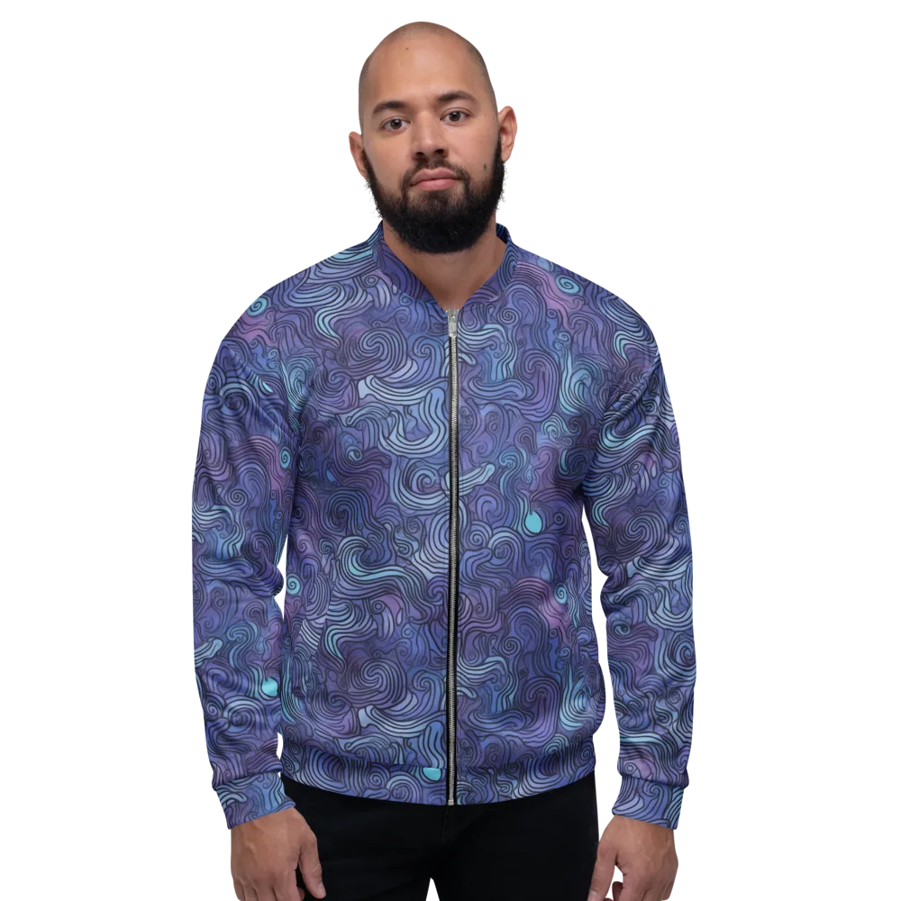 Blue Hour Waves on Bomber Jacket — Front