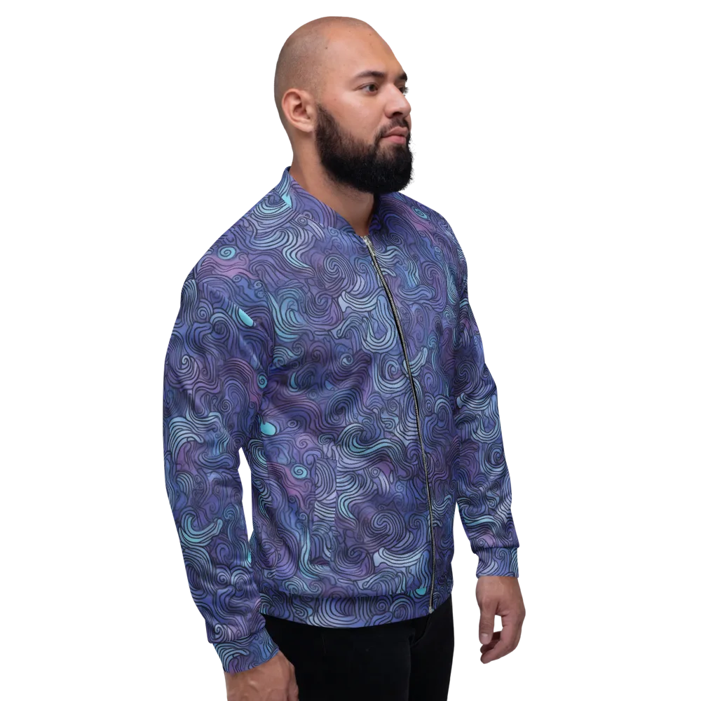 Blue Hour Waves on Bomber Jacket — Right