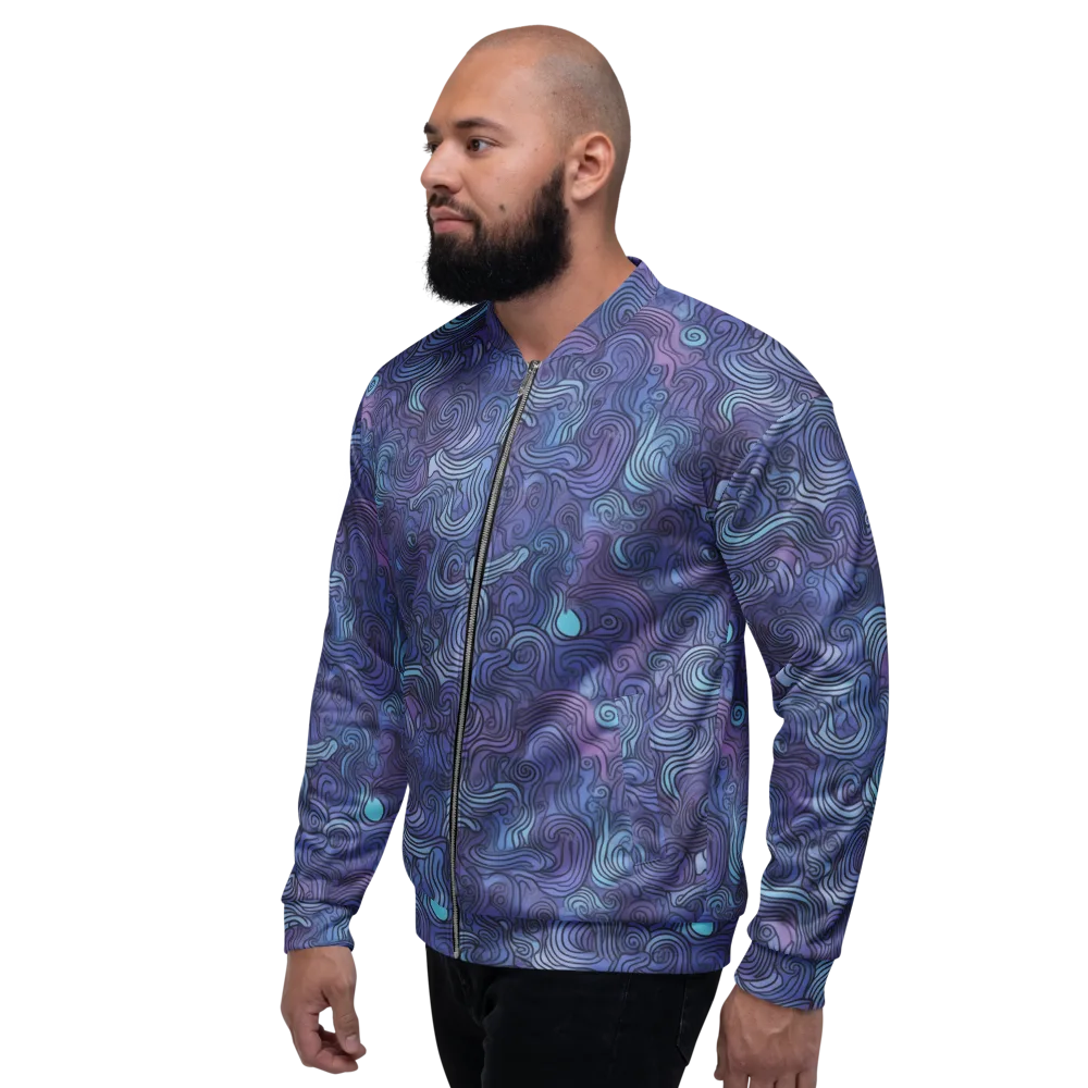 Blue Hour Waves on Bomber Jacket — Left