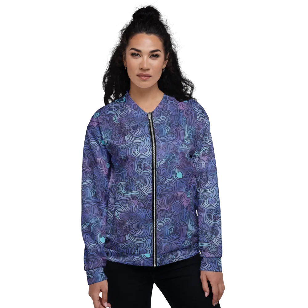 Blue Hour Waves on Bomber Jacket — Front