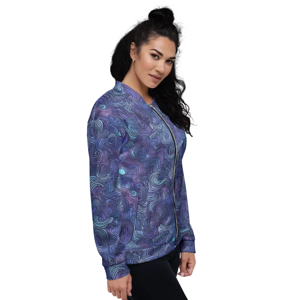 Blue Hour Waves on Bomber Jacket — Right