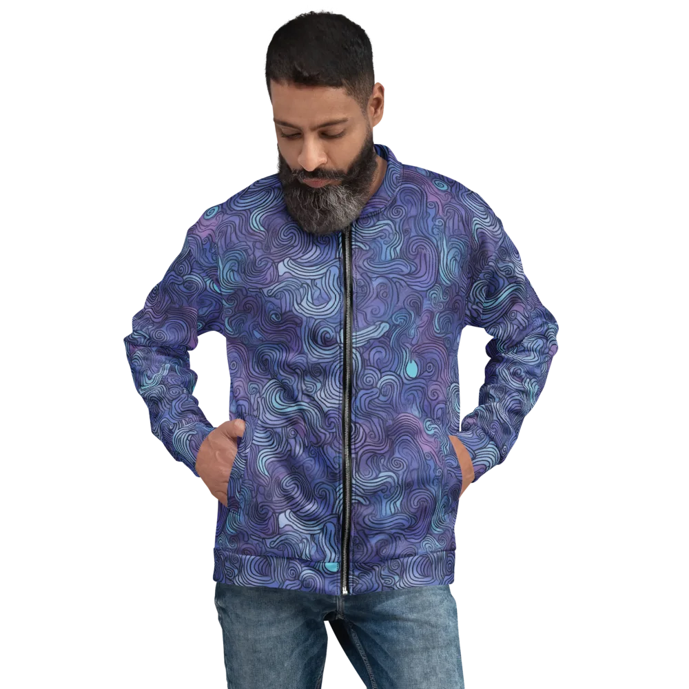 Blue Hour Waves on Bomber Jacket — Front