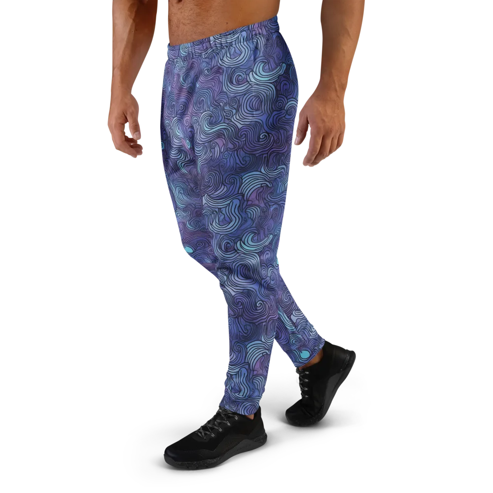 Blue Hour Waves on Men's Joggers — Left