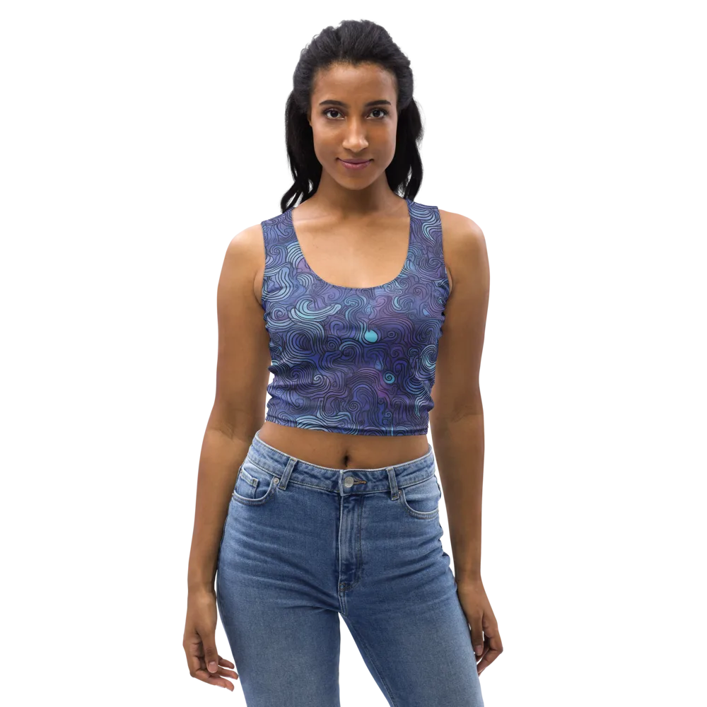 Blue Hour Waves on Crop Top — Front