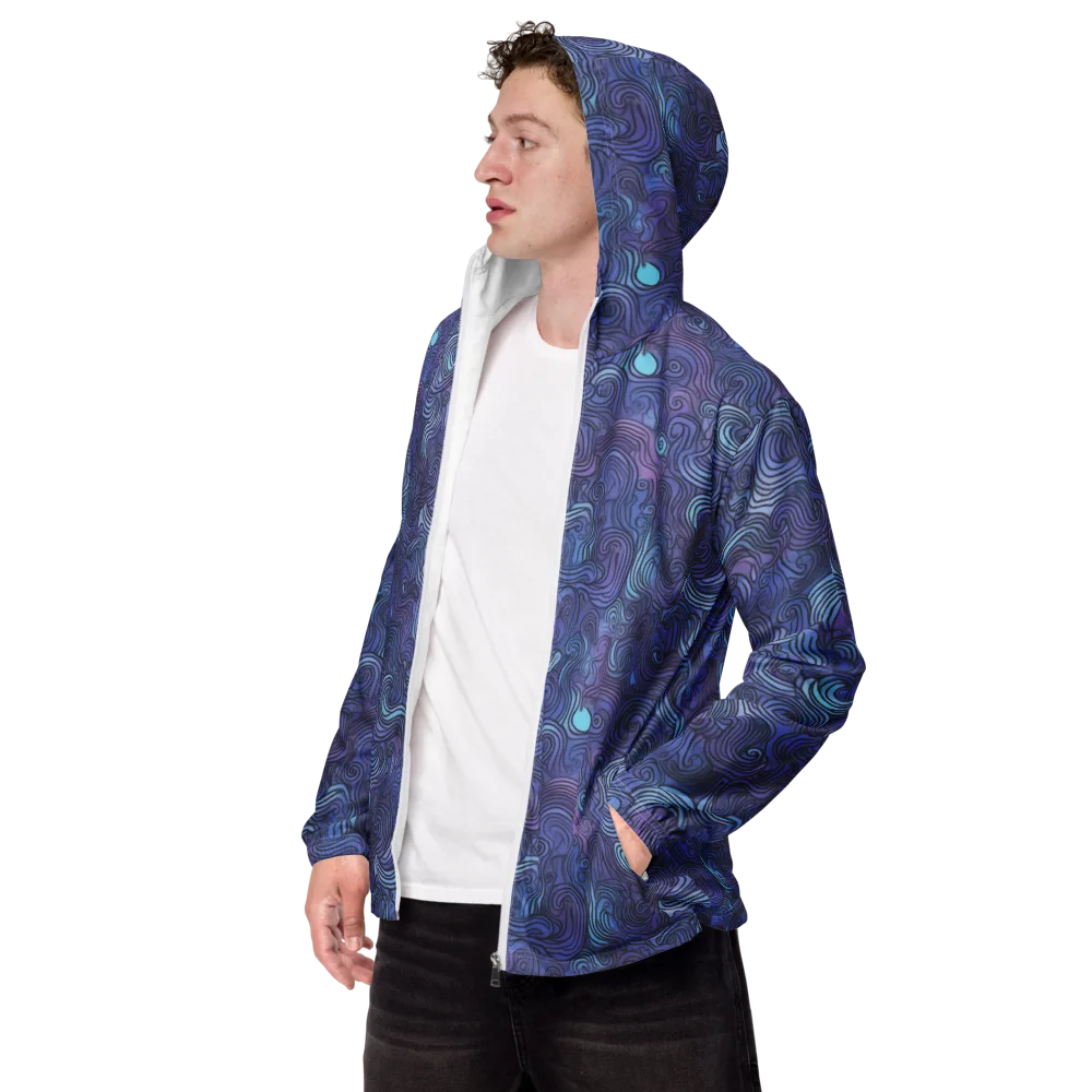 Blue Hour Waves on Men's Windbreaker — Left Front