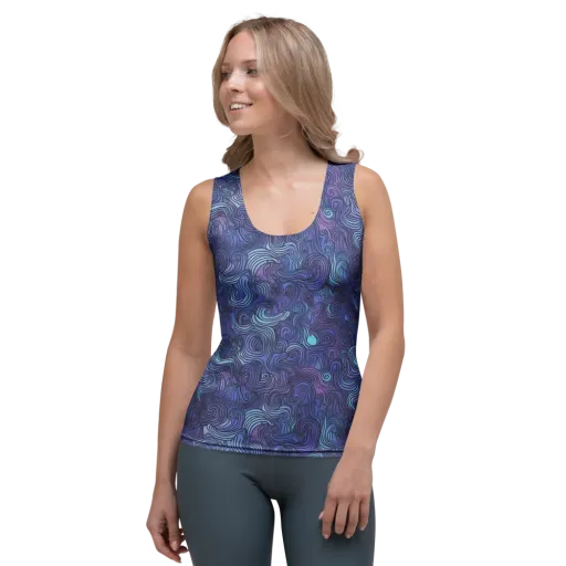 Blue Hour Waves on a Women's Tank Top