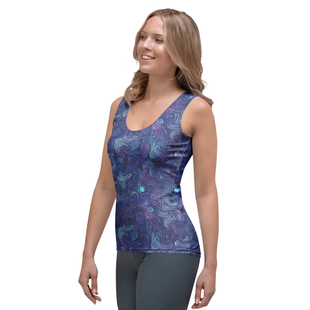 Blue Hour Waves on Women's Tank Top — Left Front