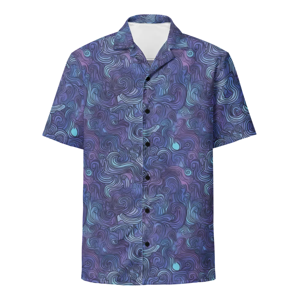 Blue Hour Waves on Button Shirt — Front