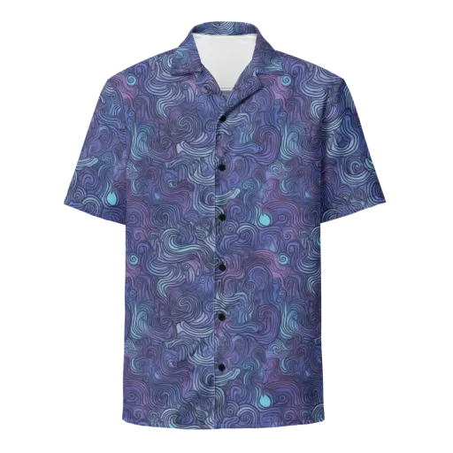 Blue Hour Waves on a Button Shirt