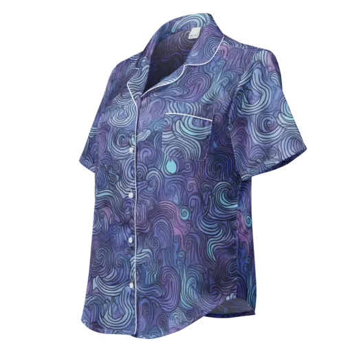 Blue Hour Waves on a Women's Short Sleeve Pajama Top