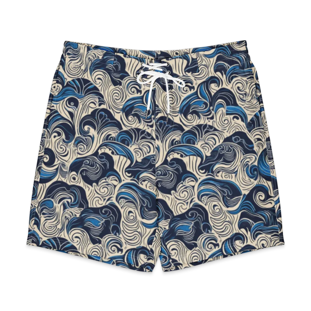 Indigo Tidal Bloom on Men's Board Shorts — Front