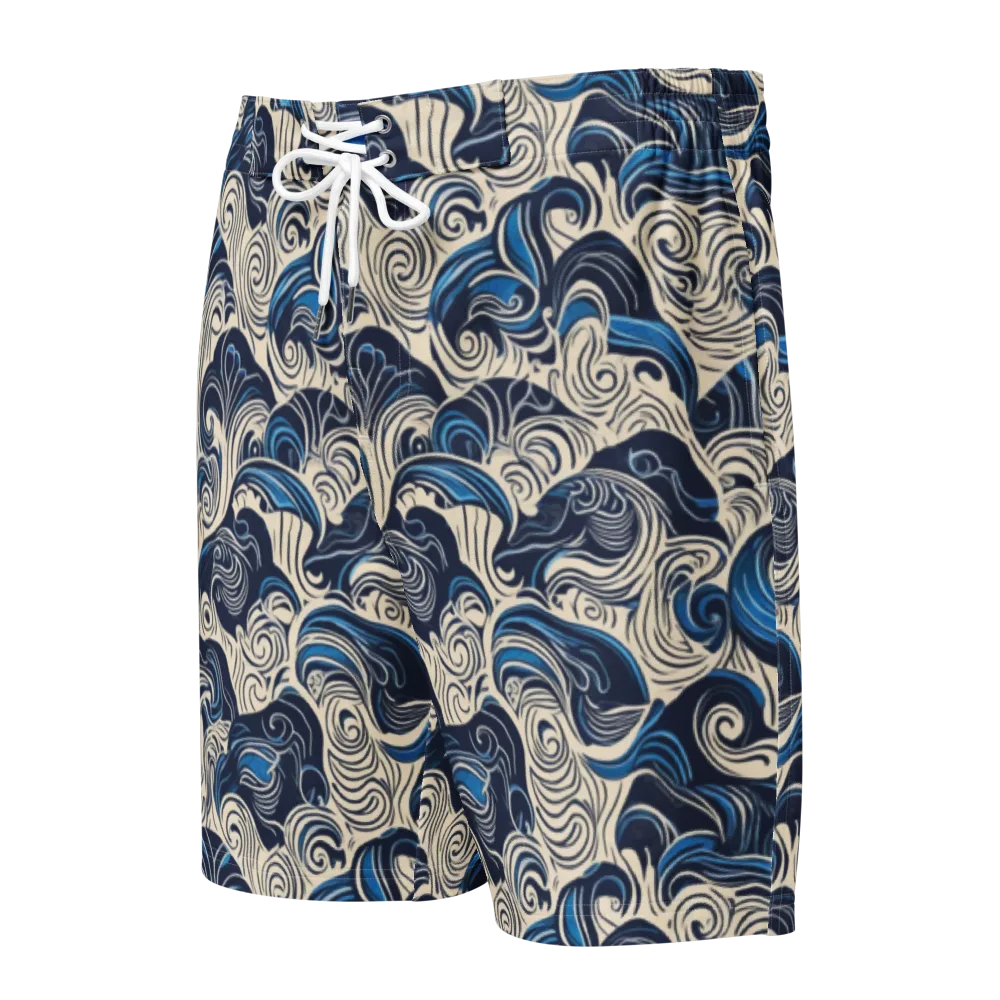 Indigo Tidal Bloom on Men's Board Shorts — Front