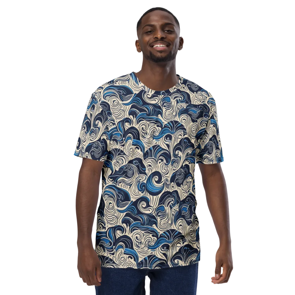 Indigo Tidal Bloom on Men's Crew Neck T-Shirt — Front