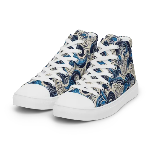 Indigo Tidal Bloom on a Women's High Top Canvas Shoes