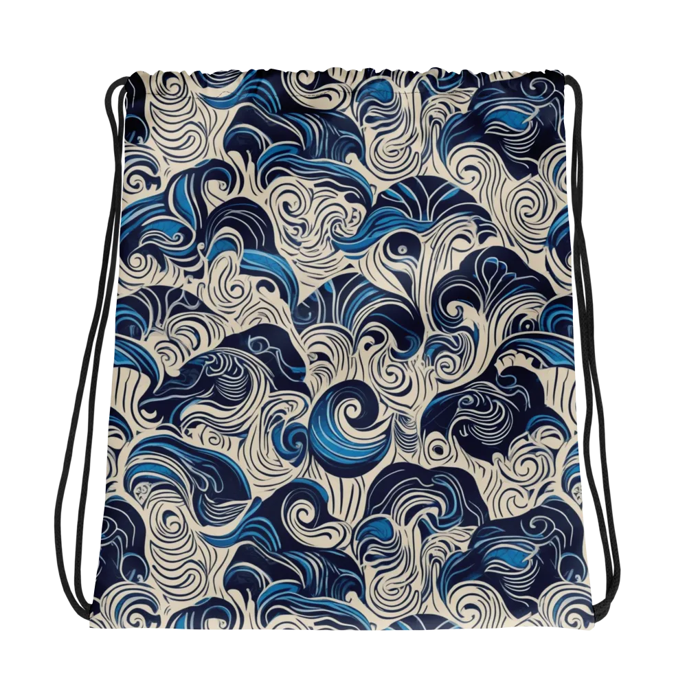 Indigo Tidal Bloom on Drawstring Bag — Photo