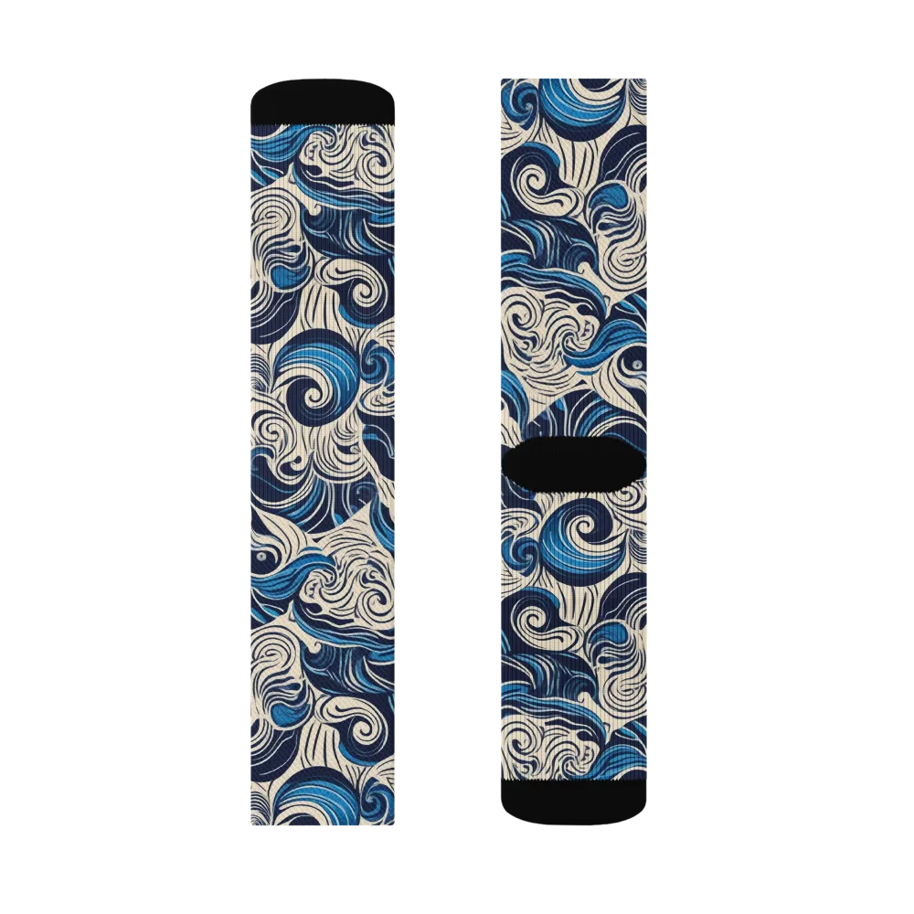 Indigo Tidal Bloom on Socks — Right Sock