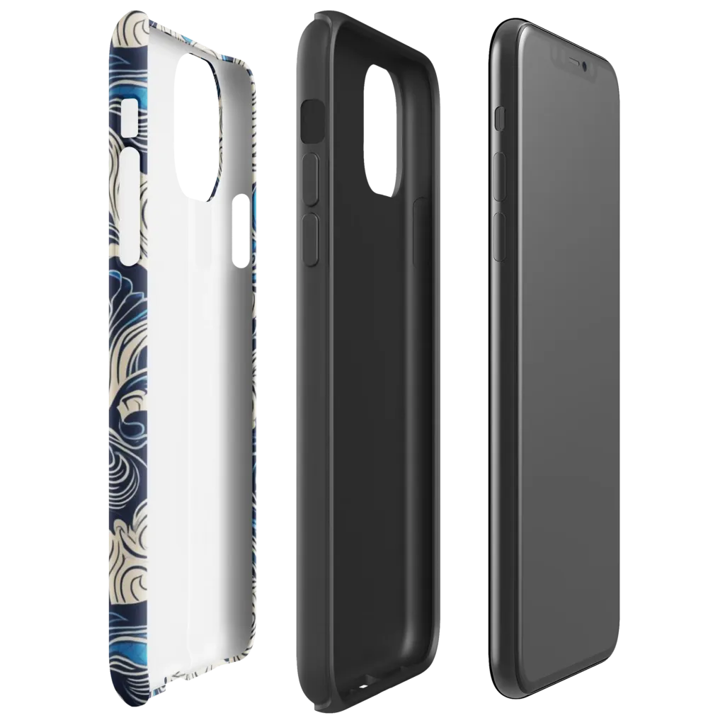 Indigo Tidal Bloom on Tough Case for iPhone® — Right