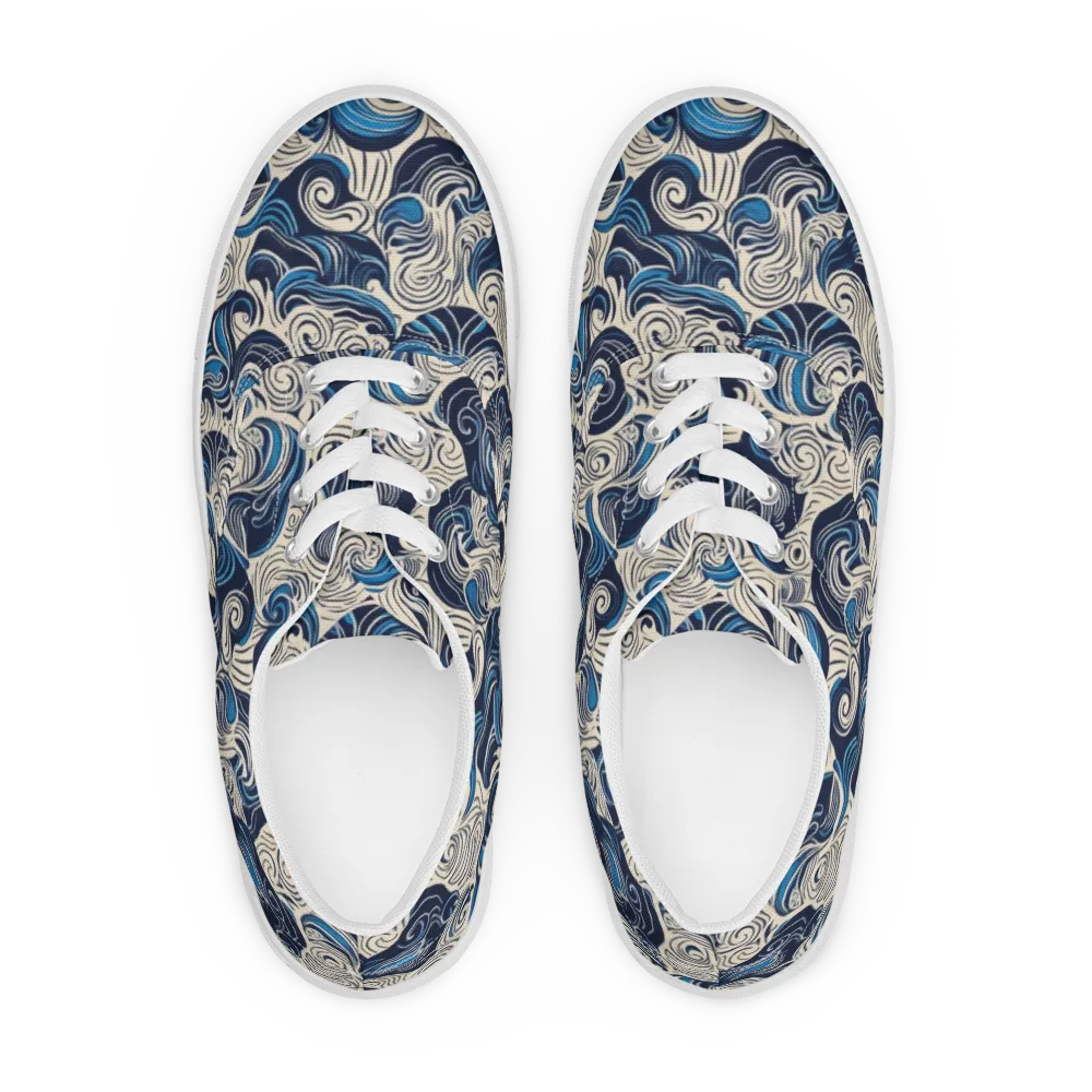 Indigo Tidal Bloom on Men's Lace-Up Canvas Shoes — Front