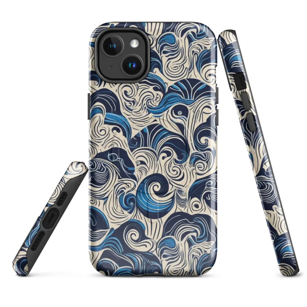 Indigo Tidal Bloom on MagSafe Tough Case for iPhone® — Front