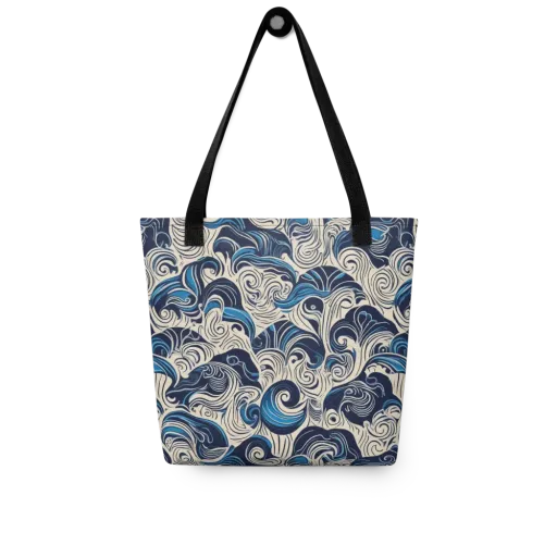 Indigo Tidal Bloom on a Tote Bag
