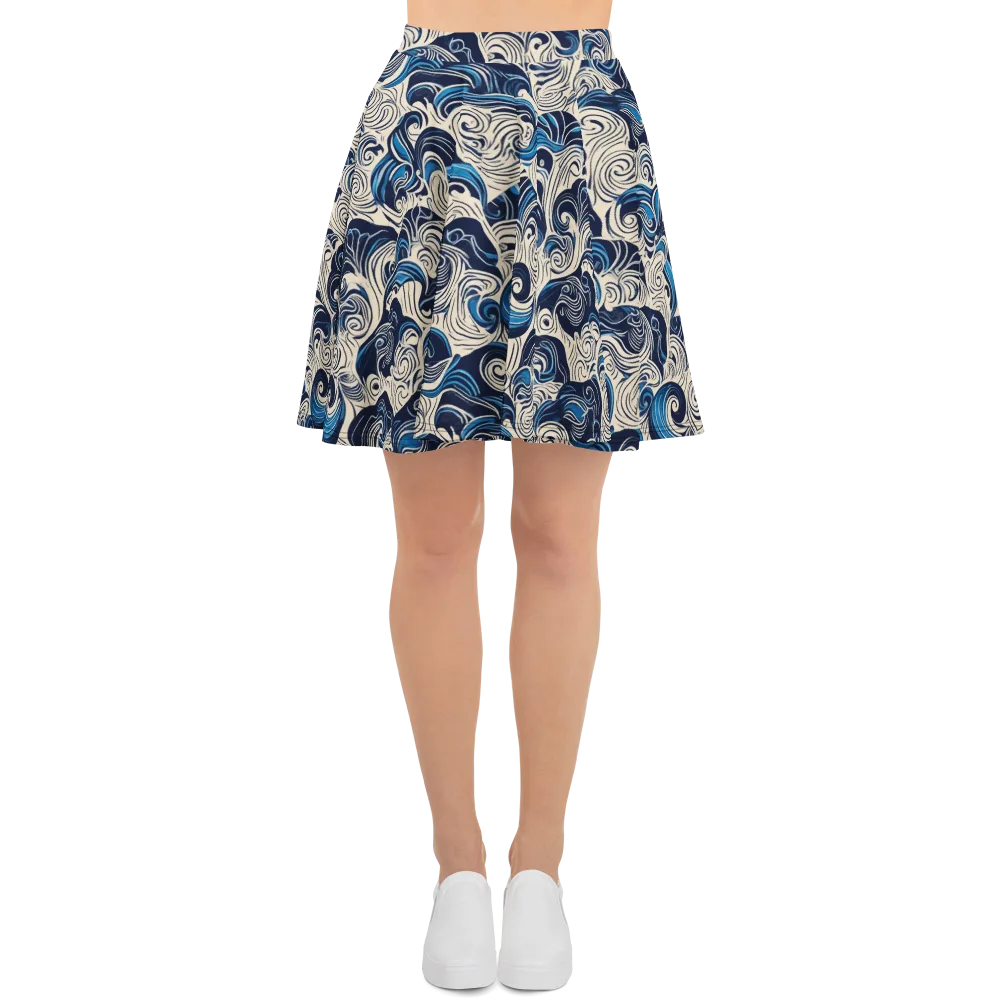 Indigo Tidal Bloom on Skater Skirt — Front