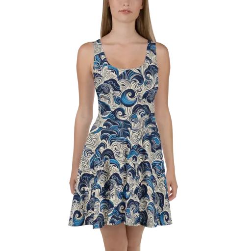 Indigo Tidal Bloom on a Skater Dress