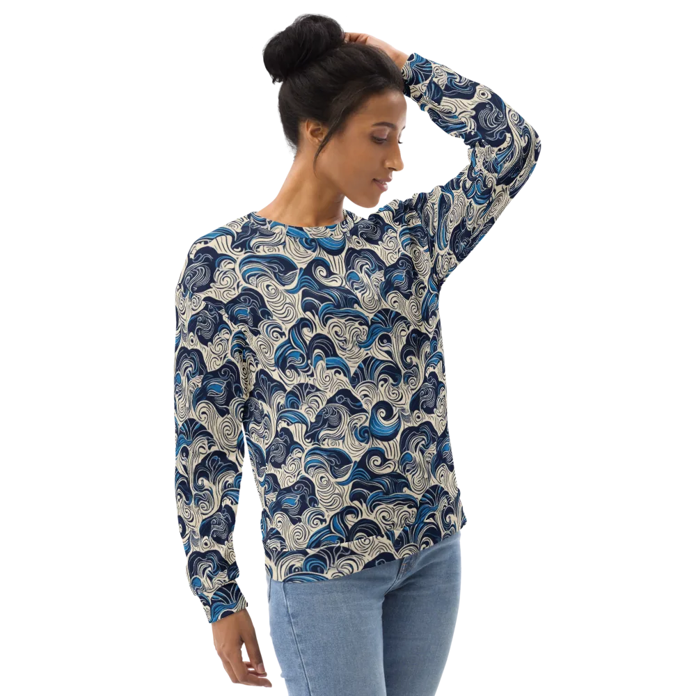 Indigo Tidal Bloom on Sweatshirt — Right Front