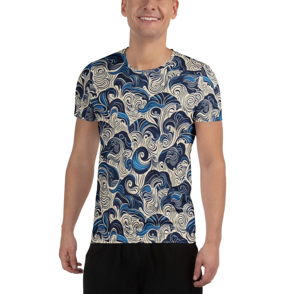 Indigo Tidal Bloom on Men's Athletic T-Shirt — Front