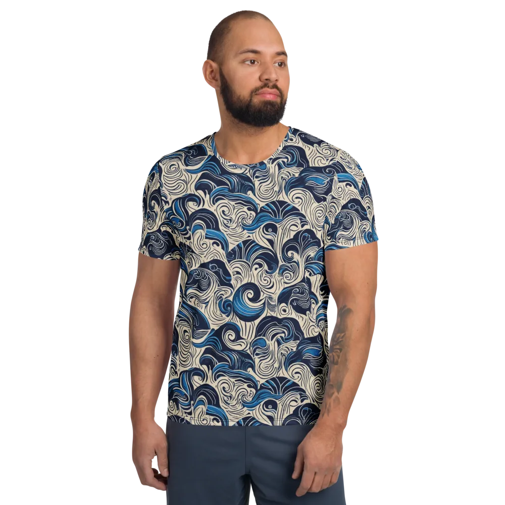 Indigo Tidal Bloom on Men's Athletic T-Shirt — Front