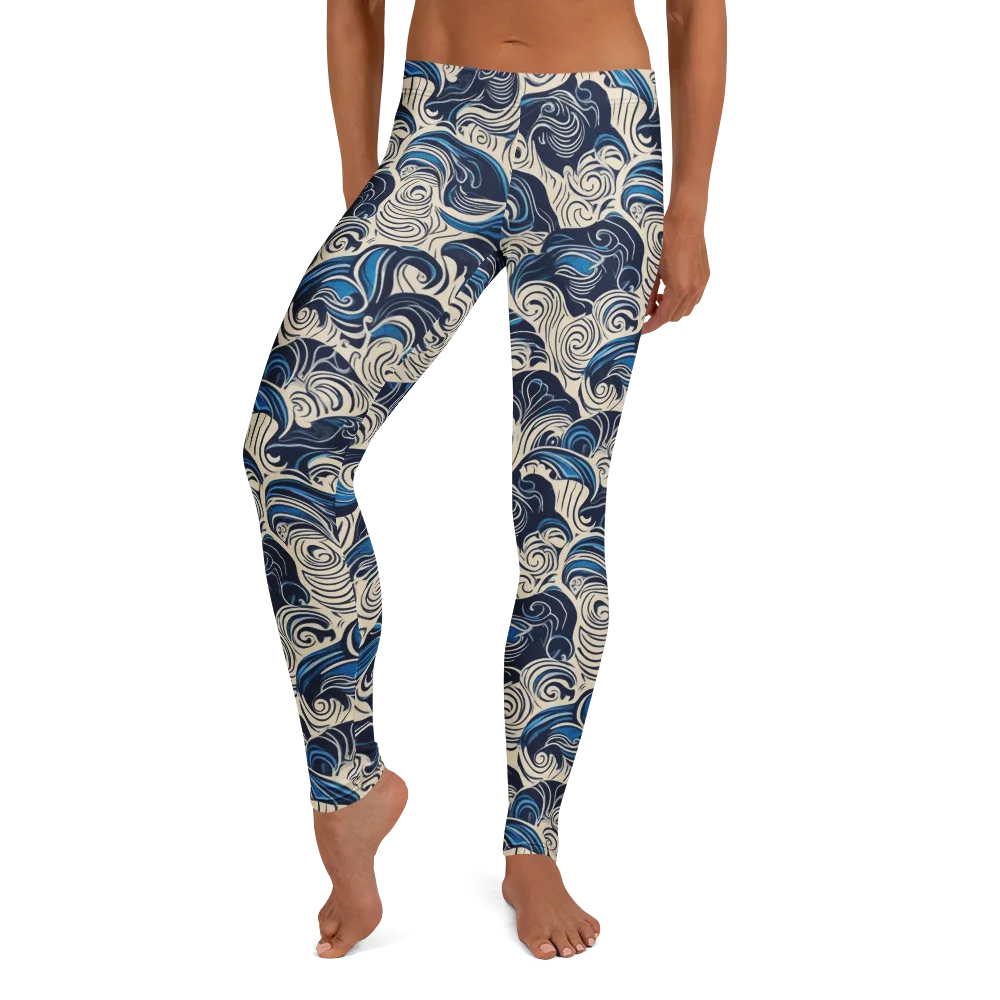 Indigo Tidal Bloom on Leggings — Front