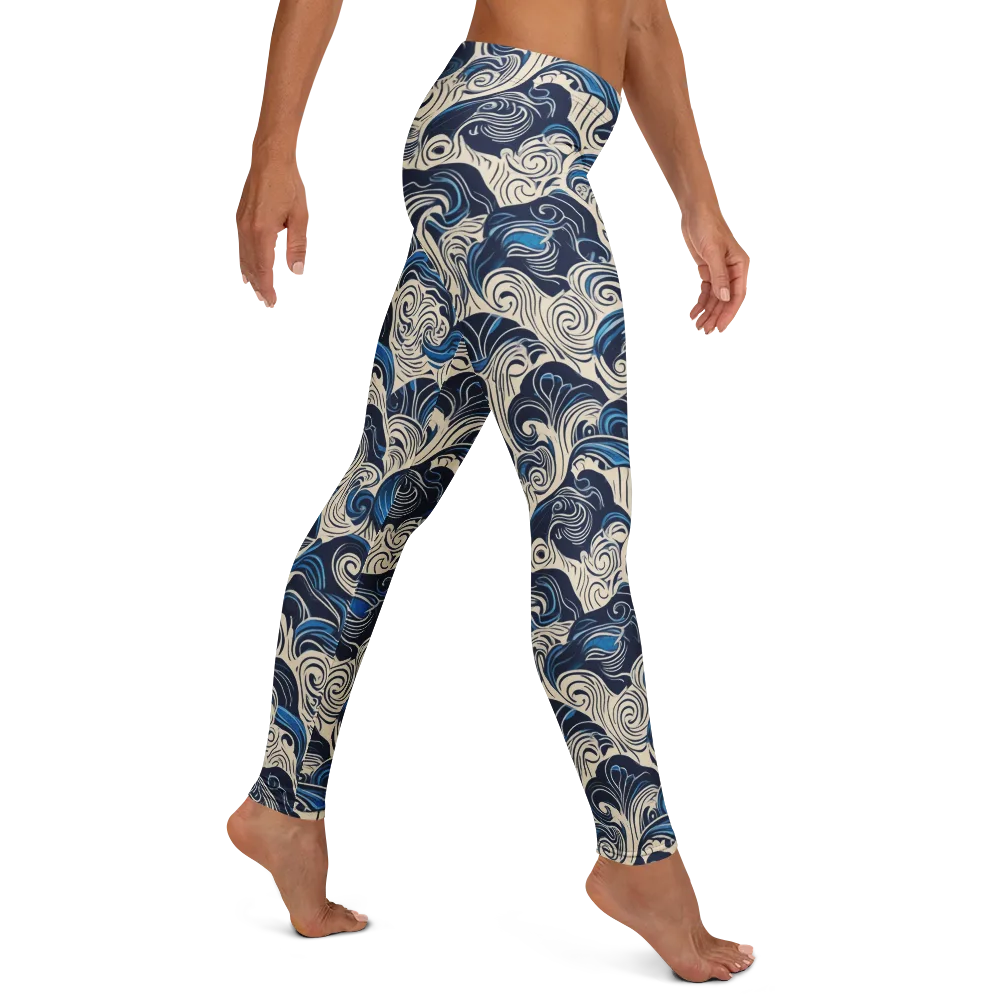 Indigo Tidal Bloom on Leggings — Right