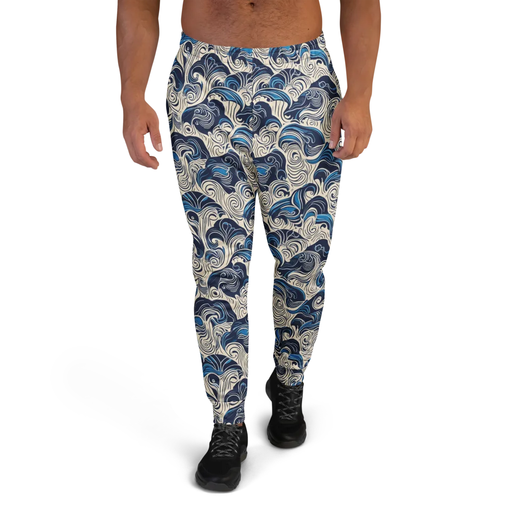 Indigo Tidal Bloom on Men's Joggers — Front