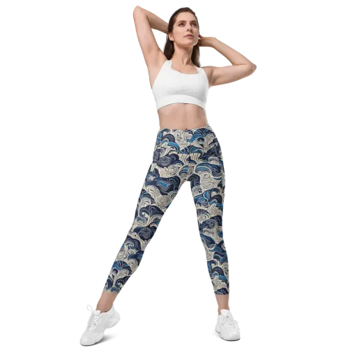 Indigo Tidal Bloom on a Leggings with Pockets
