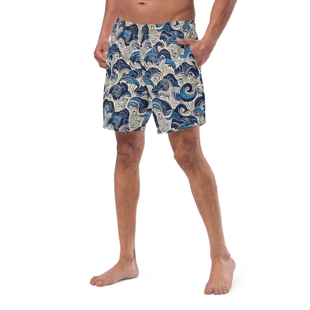 Indigo Tidal Bloom on Swim Trunks — Left Front