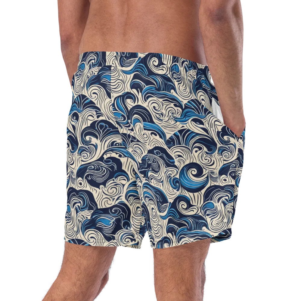Indigo Tidal Bloom on Swim Trunks — Right Back