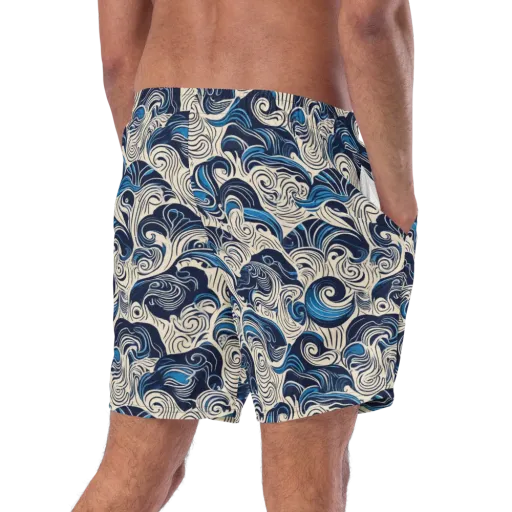 Indigo Tidal Bloom on a Swim Trunks