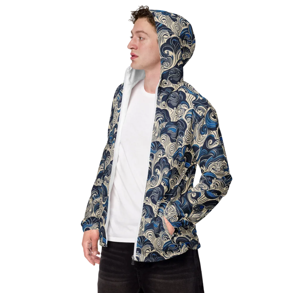 Indigo Tidal Bloom on Men's Windbreaker — Left Front