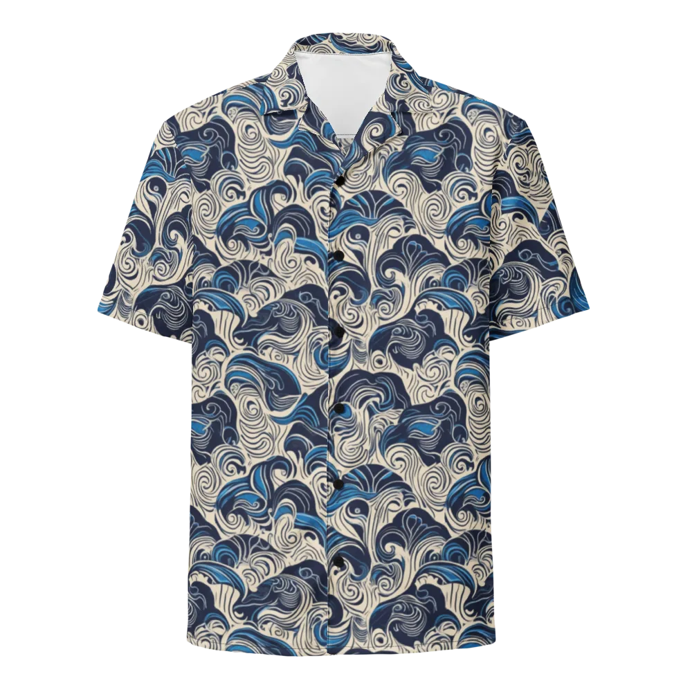 Indigo Tidal Bloom on Button Shirt — Front