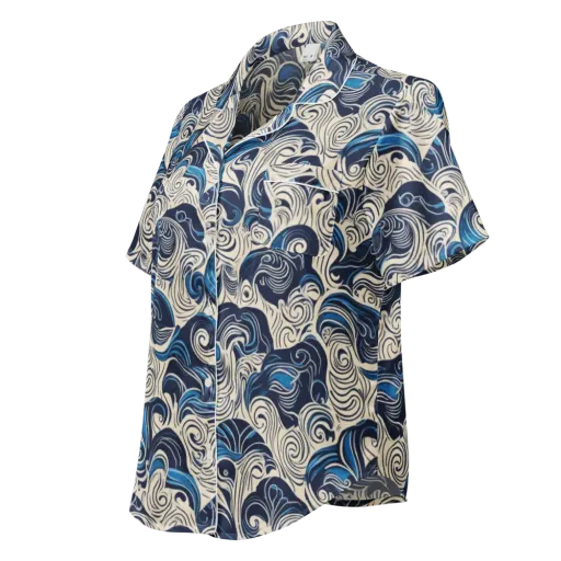 Indigo Tidal Bloom on a Women's Short Sleeve Pajama Top